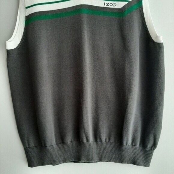 IZOD Golf Sweater Vest Colorblock Grey & White Men's Sz XL - Picture 4 of 8